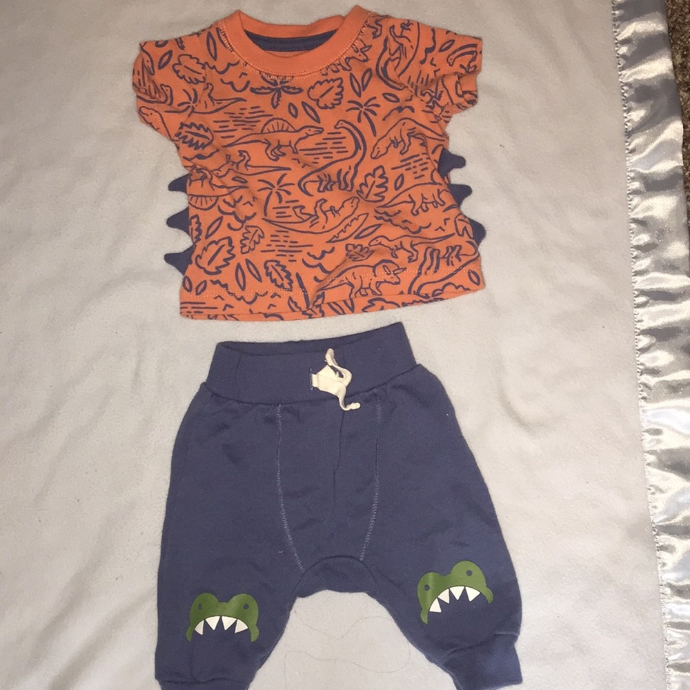 newborn baby dino outfit shirt and matching pants